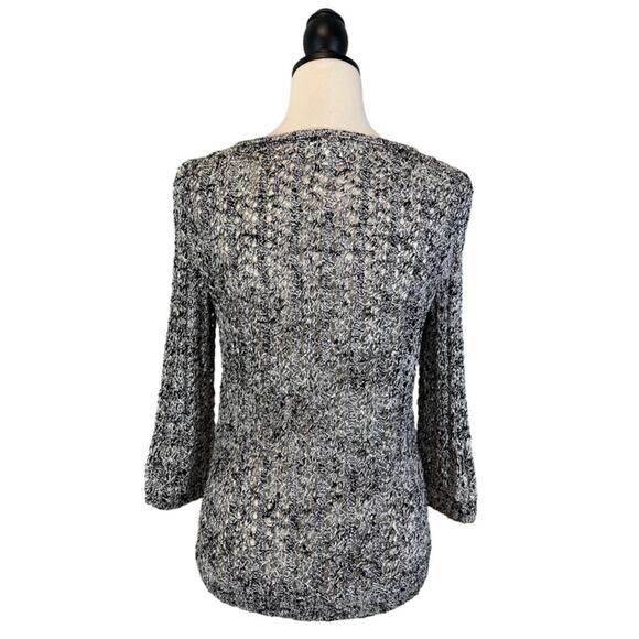 St. John Sport Open Knit KeyHole Neck Sweater Size S Black Gray Classic - Picture 4 of 8